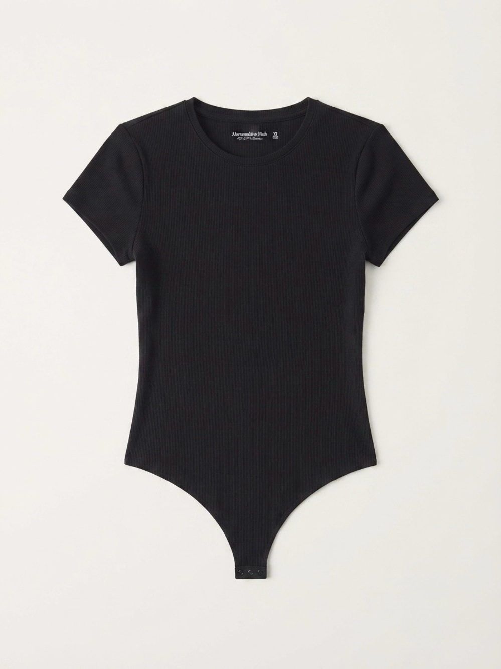 A&F Ribbed Black Short-Sleeve Bodysuit
